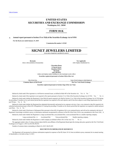 Thumbnail Signet Jewelers
 10-K Annual Report 2015
