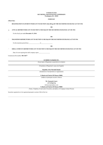 Thumbnail Scorpio Tankers
 20-F Annual Report 