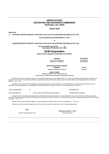Thumbnail SLM Corporation (Sallie Mae) 10-Q Quarterly Report FY2015 