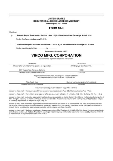 Thumbnail Virco Manufacturing 10-K Annual Report 2014