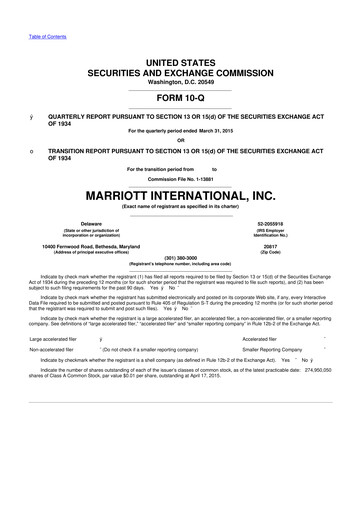 Vorschaubild Marriott International 10-Q Quartalsbericht 2015 