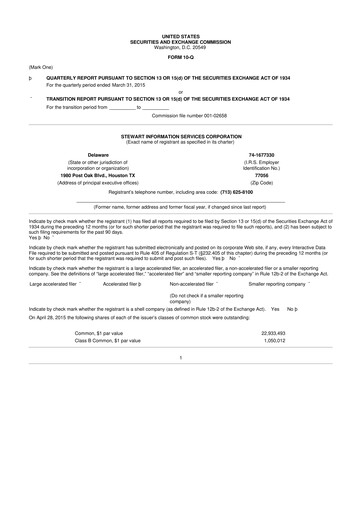 Thumbnail Stewart Information Services 10-Q Quarterly Report FY2015 