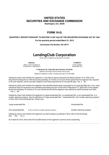 Thumbnail LendingClub
 10-Q Quarterly Report FY2015 