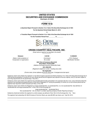 Thumbnail Cross Country Healthcare 10-Q Quarterly Report FY 