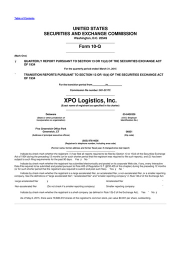 Thumbnail XPO Logistics 10-Q Quarterly Report FY2015 