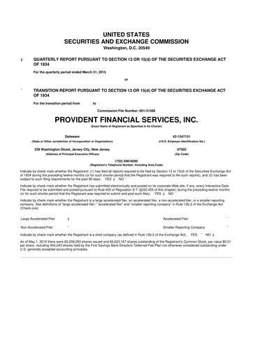 Thumbnail Provident Financial Services 10-Q Quarterly Report FY2014 