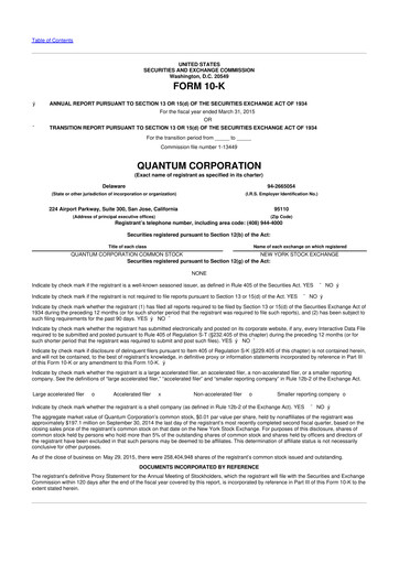 Vorschaubild Quantum Corporation 10-K Jahresbericht 2015