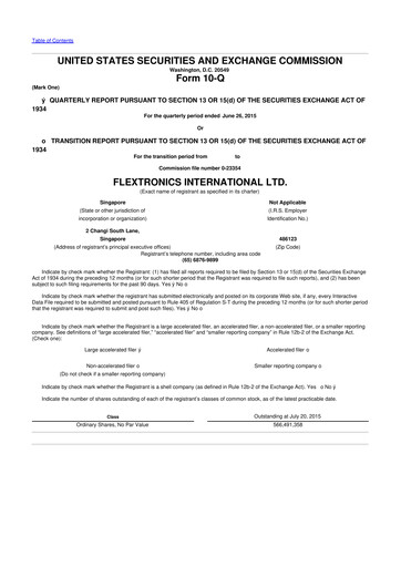 Miniature Flex 10-Q Rapport trimestriel 2016 