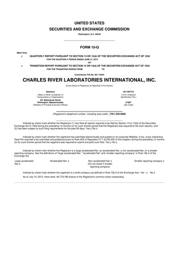 Miniature Charles River Laboratories
 10-Q Rapport trimestriel 2015 
