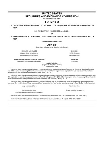 Vorschaubild Aon 10-Q Quartalsbericht 2015 