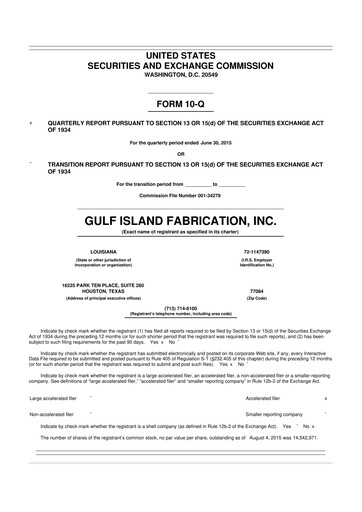 Thumbnail Gulf Island Fabrication
 10-Q Quarterly Report FY2015 