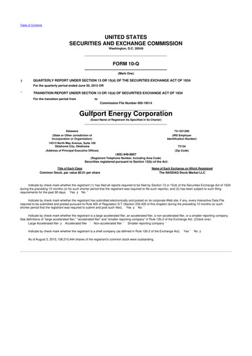 Thumbnail Gulfport Energy 10-Q Quarterly Report FY2015 