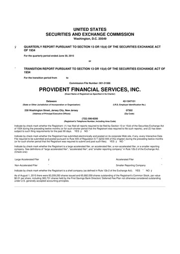 Thumbnail Provident Financial Services 10-Q Quarterly Report FY2015 
