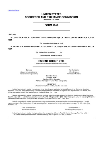 Thumbnail Essent Group 10-Q Quarterly Report FY2015 