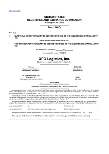 Thumbnail XPO Logistics 10-Q Quarterly Report FY2015 