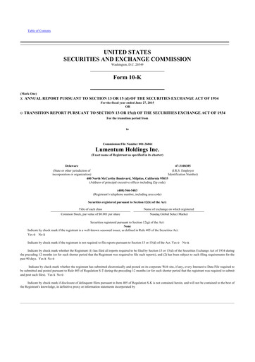 Vorschaubild Lumentum 10-K Jahresbericht 2015