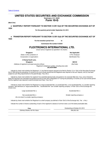 Miniature Flex 10-Q Rapport trimestriel 2016 
