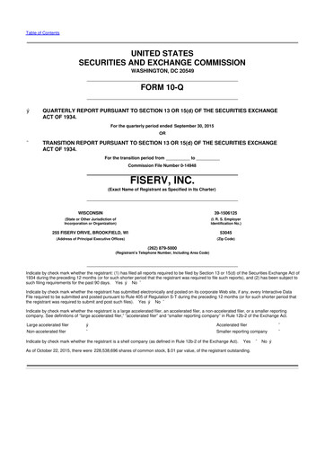 Vorschaubild Fiserv 10-Q Quartalsbericht 2015 