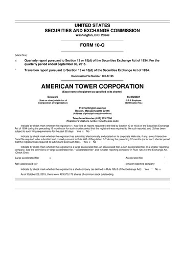 Thumbnail American Tower 10-Q Quarterly Report FY2015 