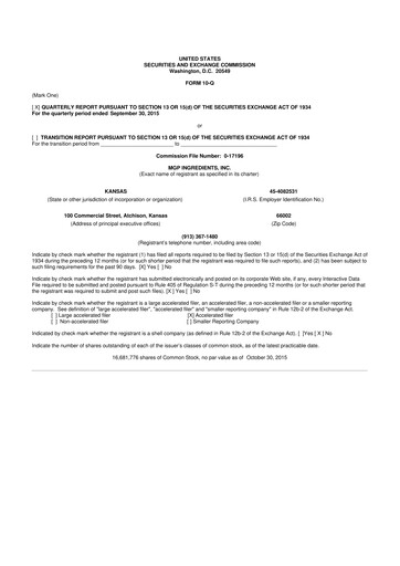 Thumbnail MGP Ingredients 10-Q Quarterly Report FY2015 