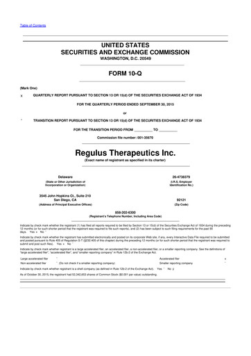 Thumbnail Regulus Therapeutics 10-Q Quarterly Report FY2015 