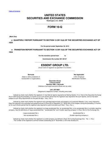 Thumbnail Essent Group 10-Q Quarterly Report FY2015 