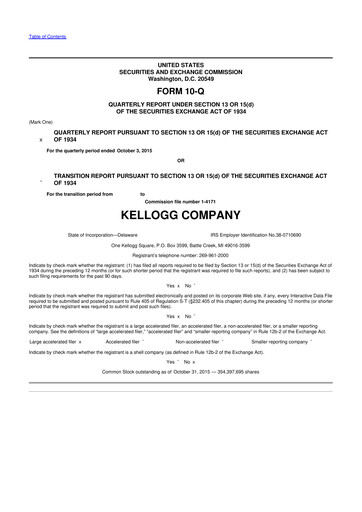 Thumbnail Kellanova 
 (Kellogg's) 10-Q Quarterly Report FY2015 
