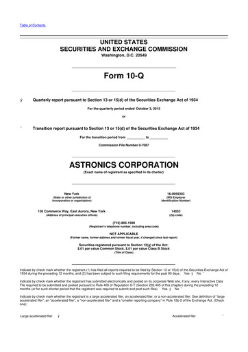 Thumbnail Astronics Corporation
 10-Q Quarterly Report FY2015 