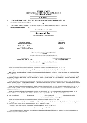 Thumbnail Assurant 10-K Annual Report 2015