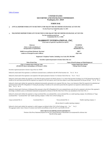 Thumbnail Marriott International 10-K Annual Report 2015