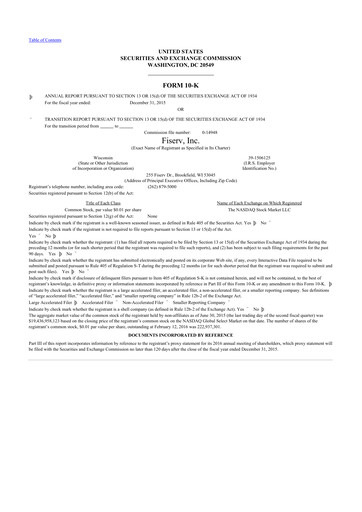 Thumbnail Fiserv 10-K Annual Report 2015