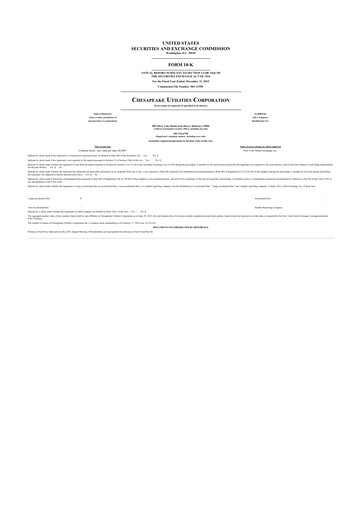 Thumbnail Chesapeake Utilities
 10-K Annual Report 2015