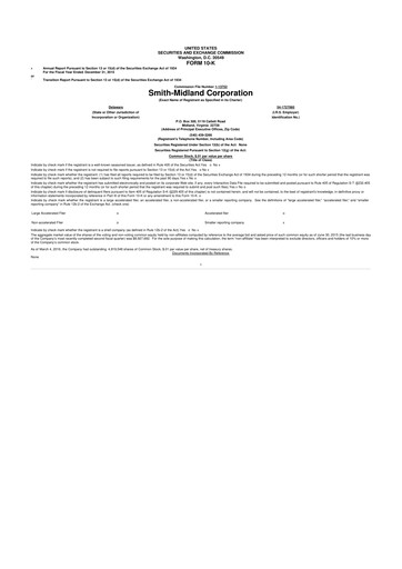 Thumbnail Smith-Midland Corporation 10-K Annual Report 2015