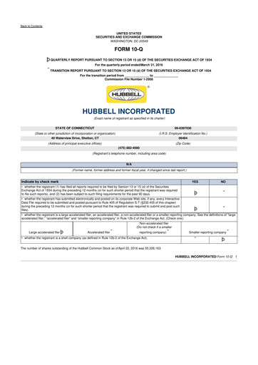Thumbnail Hubbell 10-Q Quarterly Report FY2016 