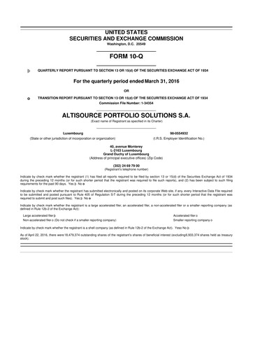 Thumbnail Altisource Portfolio Solutions
 10-Q Quarterly Report FY2016 