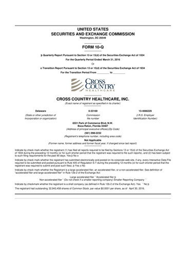 Thumbnail Cross Country Healthcare 10-Q Quarterly Report FY 
