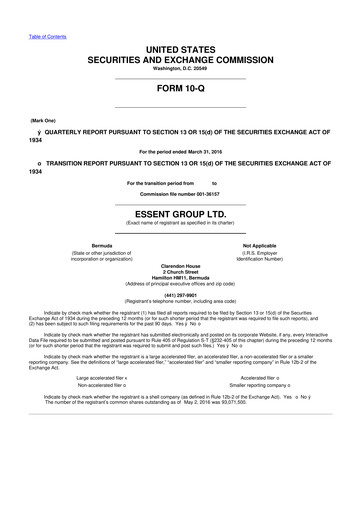 Thumbnail Essent Group 10-Q Quarterly Report FY2016 