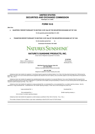 Thumbnail Nature's Sunshine Products 10-Q Quarterly Report FY2016 