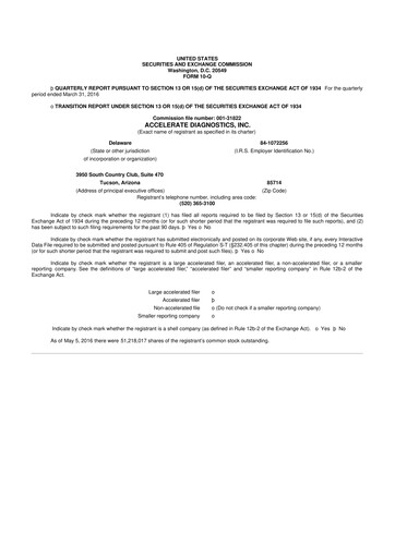 Thumbnail Accelerate Diagnostics 10-Q Quarterly Report FY2016 