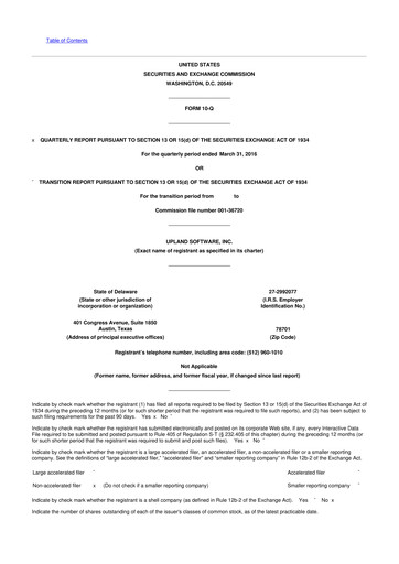 Miniature Upland Software
 10-Q Rapport trimestriel 2016 