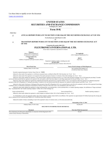 Thumbnail Flex 10-K Annual Report 2016