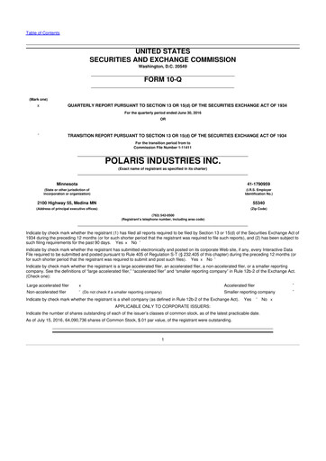 Thumbnail Polaris 10-Q Quarterly Report FY2016 