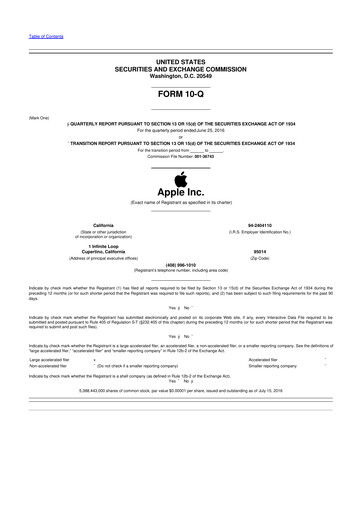 Miniature Apple 10-Q Rapport trimestriel 2016 