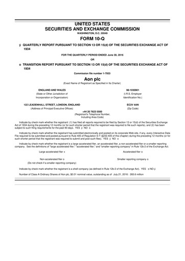 Vorschaubild Aon 10-Q Quartalsbericht 2016 