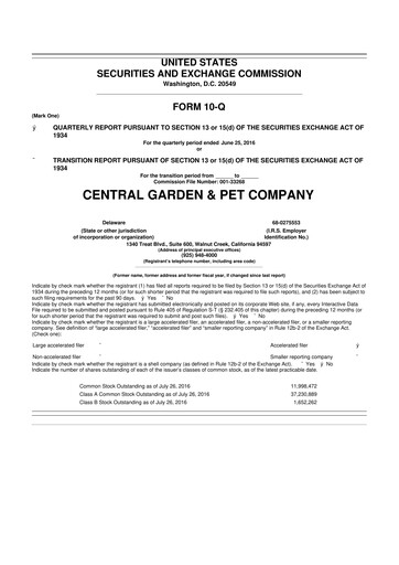 Miniature Central Garden & Pet 10-Q Rapport trimestriel 2016 