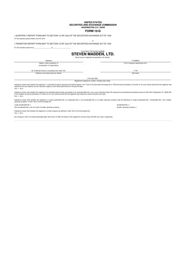 Thumbnail Steve Madden
 10-Q Quarterly Report FY2016 