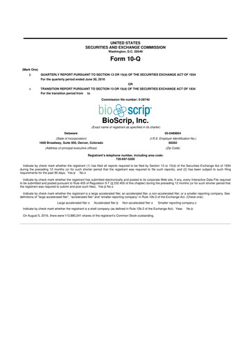 Thumbnail Option Care Health 10-Q Quarterly Report FY2016 