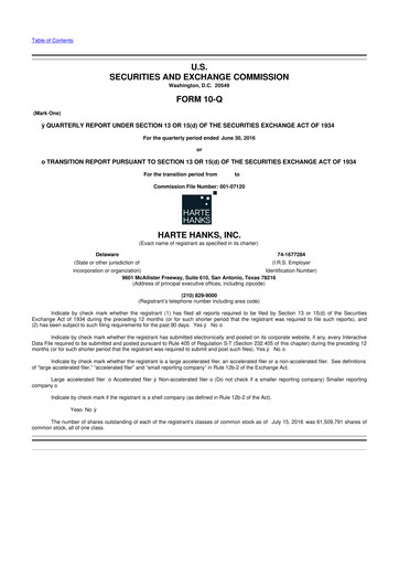 Miniature Harte Hanks 10-Q Rapport trimestriel 2016 