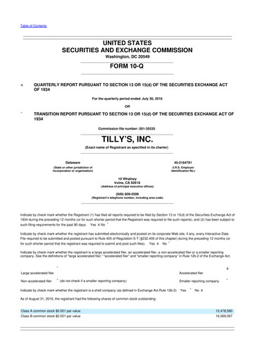 Thumbnail Tillys
 10-Q Quarterly Report FY2016 