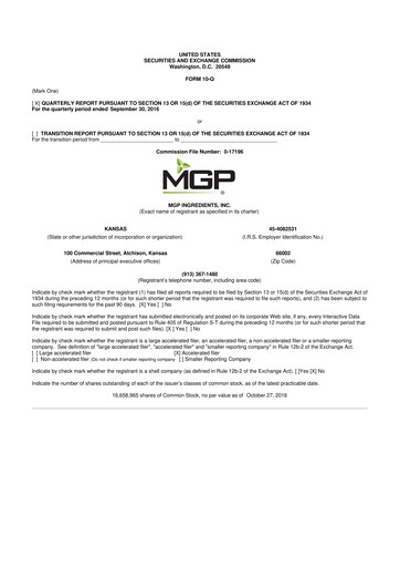 Thumbnail MGP Ingredients 10-Q Quarterly Report FY2016 